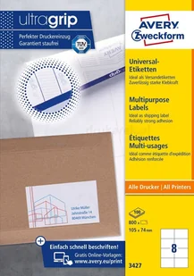 Avery Zweckform Etykiety uniwersalne trwałe A4 105 x 74mm 100 arkuszy Zweckform 3427 - Etykiety samoprzylepne i bloki etykiet - miniaturka - grafika 7