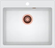 Zlewozmywaki - QUADRON MORGAN 110 biały metalik + odpływ miedziany PVD (HB8304U1-C1) HB8304U1-C1 - miniaturka - grafika 1