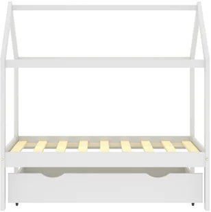 VidaXL Rama łóżka dziecięcego z szufladą, biała, sosnowa, 70x140 cm - Łóżka dla dzieci i młodzieży - miniaturka - grafika 4