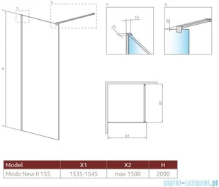 Radaway Modo New Black II 155x200 389155-54-01 - Kabiny prysznicowe - miniaturka - grafika 2
