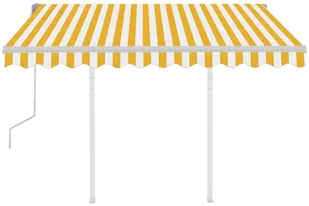 VidaXL Lumarko Ręcznie zwijana markiza ze słupkami, 3,5x2,5 m, żółto-biała - Markizy - miniaturka - grafika 3