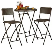 Fotele i krzesła ogrodowe - Relaxdays Składane krzesło barowe  BASTIAN -częściowy zestaw, rattan wygląd, oparcie, stołek barowy składany, 78 cm wysokości, stołek barowy krzesło składane, brązowy 10020761_93 - miniaturka - grafika 1