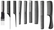 Grzebienie fryzjerskie - Fox zestaw grzebieni Line BLACK 9 szt + etui - miniaturka - grafika 1