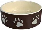 Miski dla psów - Trixie Trixie Miska ceramiczna brązowa w beżowe łapki 0,8L/16cm [TX-24532] - miniaturka - grafika 1