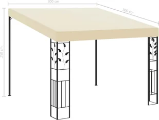 vidaXL Altana przyścienna, 3 x 3 x 2,5 m, kremowa - Altany ogrodowe - miniaturka - grafika 6