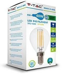 V-TAC Żarówka LED 4W Filament E14 P45 Kulka VT-1996 6400K 400lm - Żarówki LED - miniaturka - grafika 2