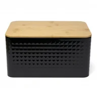 Chlebaki - Tadar GEOMETRIC CHLEBAK Z DREWNIANĄ POKRYWKĄ 35 X 23 CM CZARNY STAL NIERDZEWNA 5903313415354 - miniaturka - grafika 1