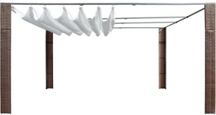 vidaXL Altana z dachem, polirattan, 400x400x200cm, brązowo-kremowa - Pozostałe meble ogrodowe - miniaturka - grafika 2