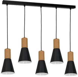 Luminex Edmon 1989 lampa wisząca zwis 5x60W E27 czarna/drewniana - Lampy sufitowe - miniaturka - grafika 2
