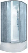 Kabiny prysznicowe - Durasan Parma Round Dark WK 80 80x80 szkło ciemne wzór koła + brodzik + syfon - miniaturka - grafika 1