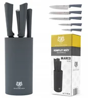 Noże kuchenne - Zestaw Noży Kuchennych szary komplet 5 Blok noże - miniaturka - grafika 1