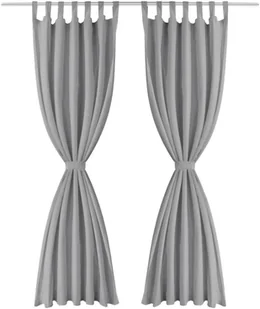 vidaXL Zasłony z mikrosatyny, 2 szt., pętelkami, 140x225 cm, szare - Zasłony - miniaturka - grafika 2