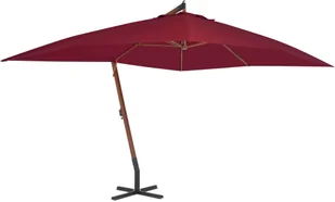 vidaXL Wiszący parasol z drewnianym słupkiem, 400 x 300 cm, bordowy - Parasole ogrodowe - miniaturka - grafika 2