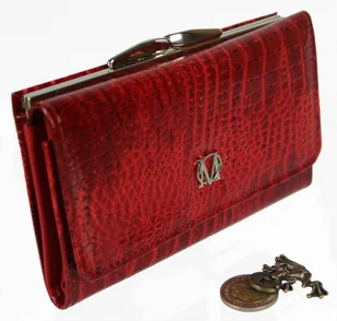 Marco (PL) Portfel Damski Skórzany (PL) 14 cm Klamra Skóra Naturalna Czerwony PD 03 - Portfele - miniaturka - grafika 2