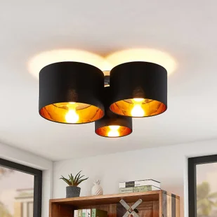 Lindby Laurenz lampa sufitowa, 3-pkt. czarno-złota - Lampy sufitowe - miniaturka - grafika 2