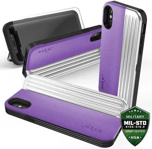 Zizo Retro Series Etui iPhone X z kieszenią na karty + podstawka + szkło 9H na ekran (Purple/Silver) RET-IPH8-PUSL - Etui i futerały do telefonów - miniaturka - grafika 2