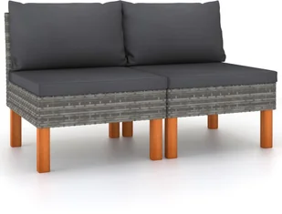 vidaXL Siedziska środkowe 2 szt. polirattan i drewno eukaliptusowe 315756 - Sofy ogrodowe - miniaturka - grafika 2