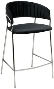 King Home Hoker barowy krzesło MARGO 65 czarny welur velvet , podstawa chromowana KH1201100129,74.SIL - Taborety i hokery - miniaturka - grafika 2