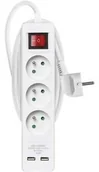 Przedłużacze i rozgałęźniki - HBF EMOS 2m 3 zásuvky + 2x USB P1312RU) Biały - miniaturka - grafika 1