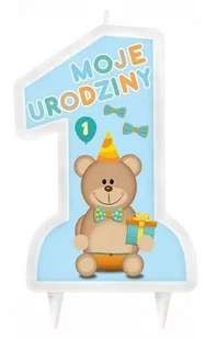 GoDan Świeczka na tort "1 - Mam Roczek", niebieska, 10 cm PF-S1RN - Baby shower i roczek - miniaturka - grafika 3