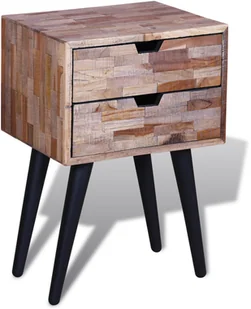 vidaXL Szafka nocna z przetworzonego drewna tekowego 2 szufladami - Szafki nocne - miniaturka - grafika 2
