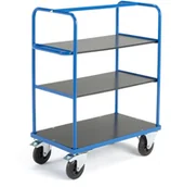 Wózki magazynowe - AJ Produkty Wózek platformowy TRANSFER, 3 półki, 900x500x1180 mm, gumowe koła, z hamulcem - miniaturka - grafika 1