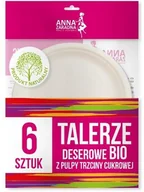 Naczynia i sztućce jednorazowe - Anna Zaradna talerze deserowe Bio Pulpa Trzcinowa 6 sztuk - miniaturka - grafika 1