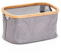 ZELLER Pudełko tekstylne z płótna i bambusa kosz łazienkowy pojemniki do przechowywania pudełka materiałowe pojemniki tekstylne ZELLER B07FK73L89 - Pudła i pojemniki do przechowywania - miniaturka - grafika 3