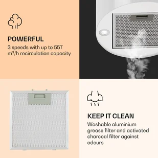 Klarstein Barella 35 Biały TK15CH-Barella-WH - Okapy kuchenne - miniaturka - grafika 4