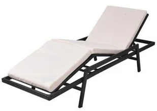 vidaXL Leżak z poduszką, regulowany, polirattan, czarny - Leżaki ogrodowe - miniaturka - grafika 2