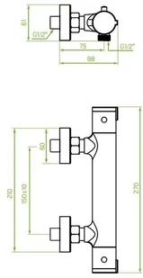Laveo Termico bateria prysznicowa ścienna termostatyczna czarna BAT74TD - Baterie wannowe i prysznicowe - miniaturka - grafika 4