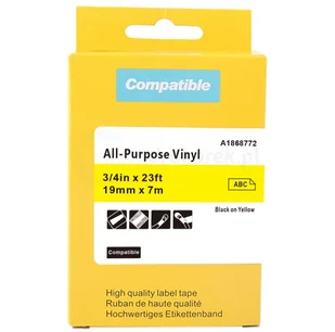 DYMO RHINO strefadrukarek.pl Taśma do XTL winylowa 1868772 żółta czarny nadruk 19mm x 7m - zamiennik PROMOCJA! XTL-1868772 - Dodatki do drukarek i skanerów - miniaturka - grafika 2