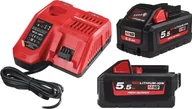 Akumulatory do elektronarzędzi - Milwaukee Elektronarzędzia Bezprzewodowe Aku Zestaw akumulatorów z ładowarką Milwaukee NRG M18 HNRG-552 - miniaturka - grafika 1