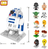 Klocki - B&B LNO klocki Yoda Mini klocki Darth Vader DIY Model 8 R2-D2 plastikowe cegły edukacyjne zabawki dla - miniaturka - grafika 1