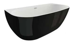Polimat Wanna wolnostojąca przyścienna 170x80x60 cm ok. 210 l +stelaż oraz syfon, BIAŁA/CZARNA POŁYSK 00442 - Wanny - miniaturka - grafika 2
