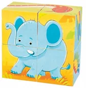Puzzle - Goki Klocki sześcienne dzikie zwierzęta - miniaturka - grafika 1