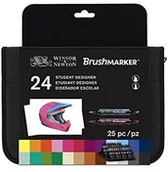 Pędzle - Winsor & Newton 0290079 Brush marker (do rysunków, kaligrafia, wzornictwo i rysowanie z klinowatym-i końcówce pędzla) 24 kolorów zestaw układów stron, smug 0290079 - miniaturka - grafika 1