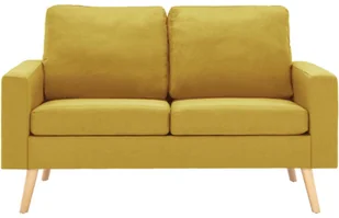 vidaXL 2-częściowy komplet wypoczynkowy, obity tkaniną, żółty - Komplety wypoczynkowe - miniaturka - grafika 3