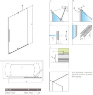 Radaway Furo PND II parawan nawannowy 120cm prawy szkło przejrzyste 10109638-01-01R/10112594-01-01 | - Akcesoria do armatury i ceramiki - miniaturka - grafika 2