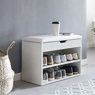 Ławki do przedpokoju - Wohnling ławka na buty Sofia z obiciem Powierzchnia siedziska składany garderoby-ławka 60 x 40 x 30 cm | korytarz ławka tapicerowana futerał ze sztucznej skóry | ławka do siedzenia korytarz biały | Ku WL5.261 - miniaturka - grafika 1
