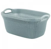 Kosze na bieliznę - Curver Kosz do przenoszenia prania Knit, szaroniebieski - miniaturka - grafika 1