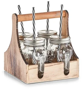 Zeller SZKLANE SŁOICZKI W PUDEŁKU ZESTAW 4 SZT 450 ML DREWNO 19746 - Pozostałe akcesoria kuchenne - miniaturka - grafika 2