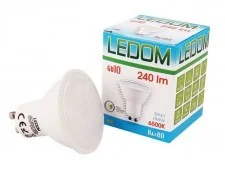 Ledom Żarówka LED GU10 220-240V 3W 240lm 6500K biała zimna 244001 - Żarówki LED Ledom Żarówka LED GU10 220-240V 3W 240lm 6500K biała zimna 244001 - Żarówki LED - miniaturka - grafika 1