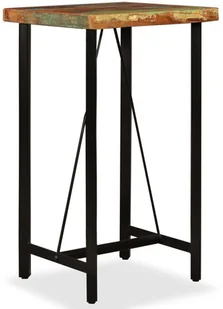 vidaXL Zestaw mebli barowych, lite drewno odzyskane i skóra, 3 szt. - Stoły z krzesłami - miniaturka - grafika 2