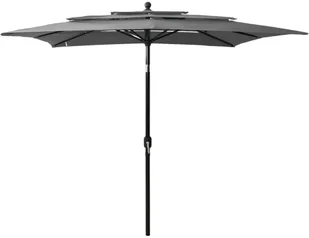 vidaXL 3-poziomowy parasol na aluminiowym słupku, antracyt, 2,5x2,5 m 313838 - Parasole ogrodowe - miniaturka - grafika 2