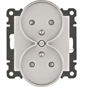 Gniazdka elektryczne - Hager Lumina Gniazdo z/u podwójne z przesłoną - miniaturka - grafika 1