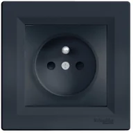 Gniazdka elektryczne - Schneider Electric Gniazdo pojedyncze Asfora z uziemieniem i przesłoną antracyt EPH2801271 - miniaturka - grafika 1