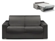 Sofy i kanapy - Vente-Unique 2-osobowa kanapa z ekspresowym mechanizmem rozkładania z materiału skóropodobnego CALITO - Kolor: czarny - Miejsce do spania: 120 cm - Materac 14 cm - miniaturka - grafika 1