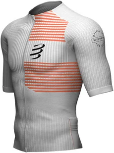 Compressport Triathlonowa koszulka kompresyjna TRI POSTURAL SS TOP biało-pomarańczowa - Koszulki sportowe męskie - miniaturka - grafika 8
