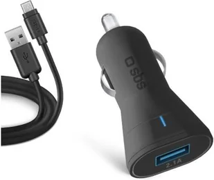 SBS Ładowarka Mobile ŁADOWARKA SAMOCHODOWA ZAPALNICZKA 1X USB 2.1A 12V/24V CZARNA + KABEL MICRO USB TECRKITMIC21AFAST - Ładowarki samochodowe - miniaturka - grafika 2